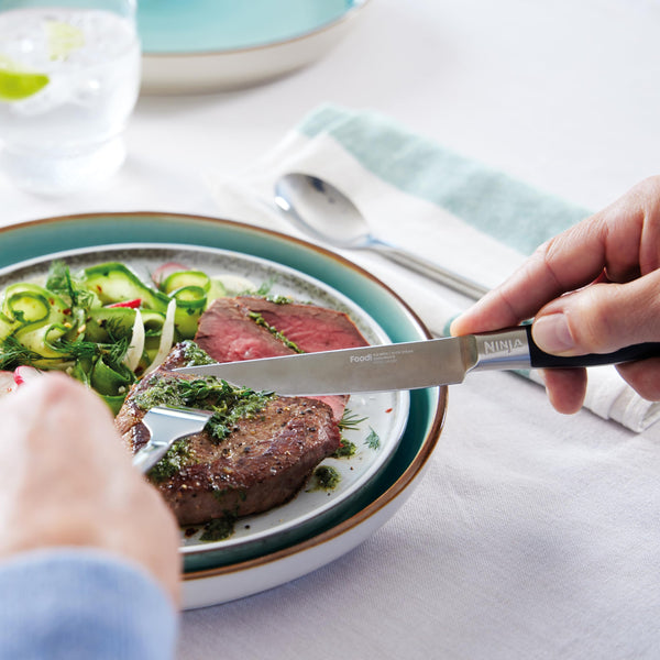 Ninja Foodi StaySharp Knife Block with Integrated Sharpener, 5-Piece Knife Set includes Chef, Bread, Slicing, Utility, Paring Knives, Stainless Steel K32005UK, Black