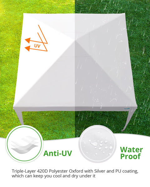 Quictent Pop Up Canopy Gazebo with Removable Sidewalls, Adjustable Height Event Shelter, 3x3m (10x10ft) Portable Tent for Garden Party, Camping, White