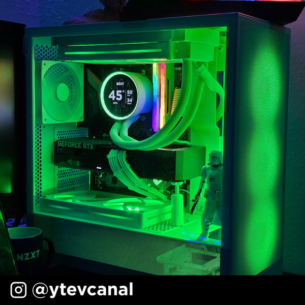 NZXT H5 Flow RGB - Compact ATX Mid-Tower PC Gaming Case - High Airflow - F360 RGB Core (CV) Included - 360mm Front & 240mm Top Radiator Support - Cable Management - Tempered Glass - White