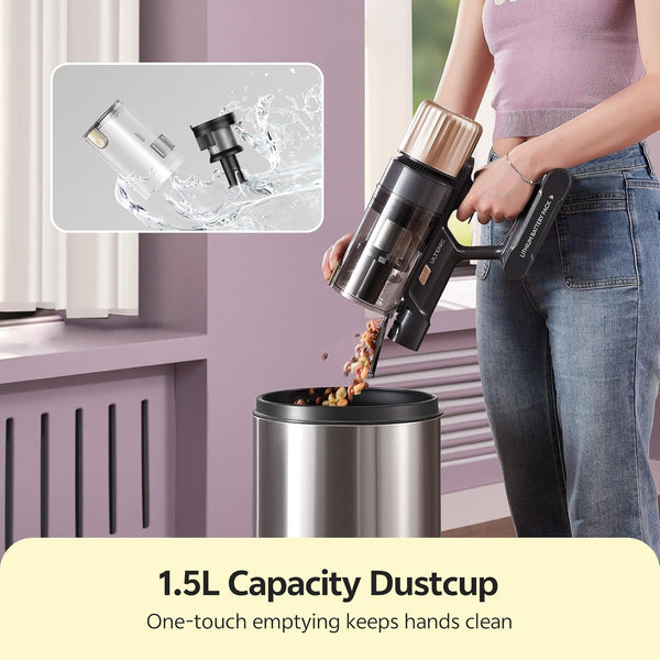 Ultenic U15 Cordless Vacuum Cleaner 50000Pa/65Min Runtime, Anti-tangle Brush with GreenEye Technology, Self Standing Stick Vacuum, Telescopic Tube, Ideal for All Floors, Carpet & Pet Hair