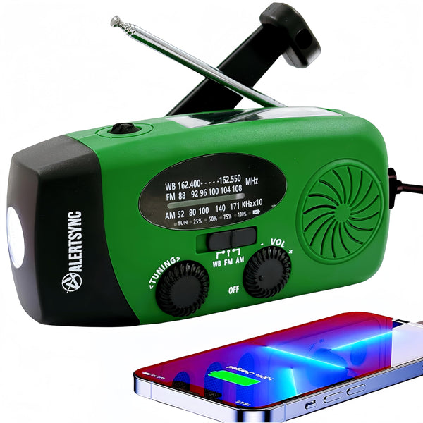 iRonsnow Solar Emergency Hand Crank Weather Radio, Portable Self Powered NOAA AM/FM Radios with SOS Alarm LED Flashlight 2000mAh Smart Phone USB Charger for Camping (Red)