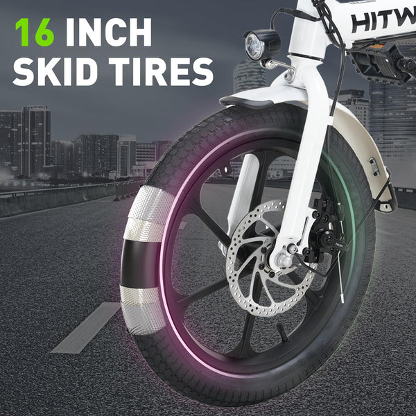 HITWAY BK35 Folding Electric Bike, 16 inch E Bike 250W City E-Bike Max.Range 25-60KM