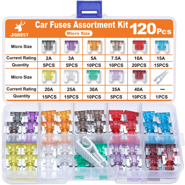 JOREST 300Pcs Car Fuses Assorted Kit, 160 Mini Blade Fuses Automotive + 90 Standard Mixed Fuses + 50 Micro Fuse Set + Fuse Puller – for RV Truck Motorcycle(2Amp 3A 5A 7.5A 10A 15A 20A 25A 30A 35A 40A)
