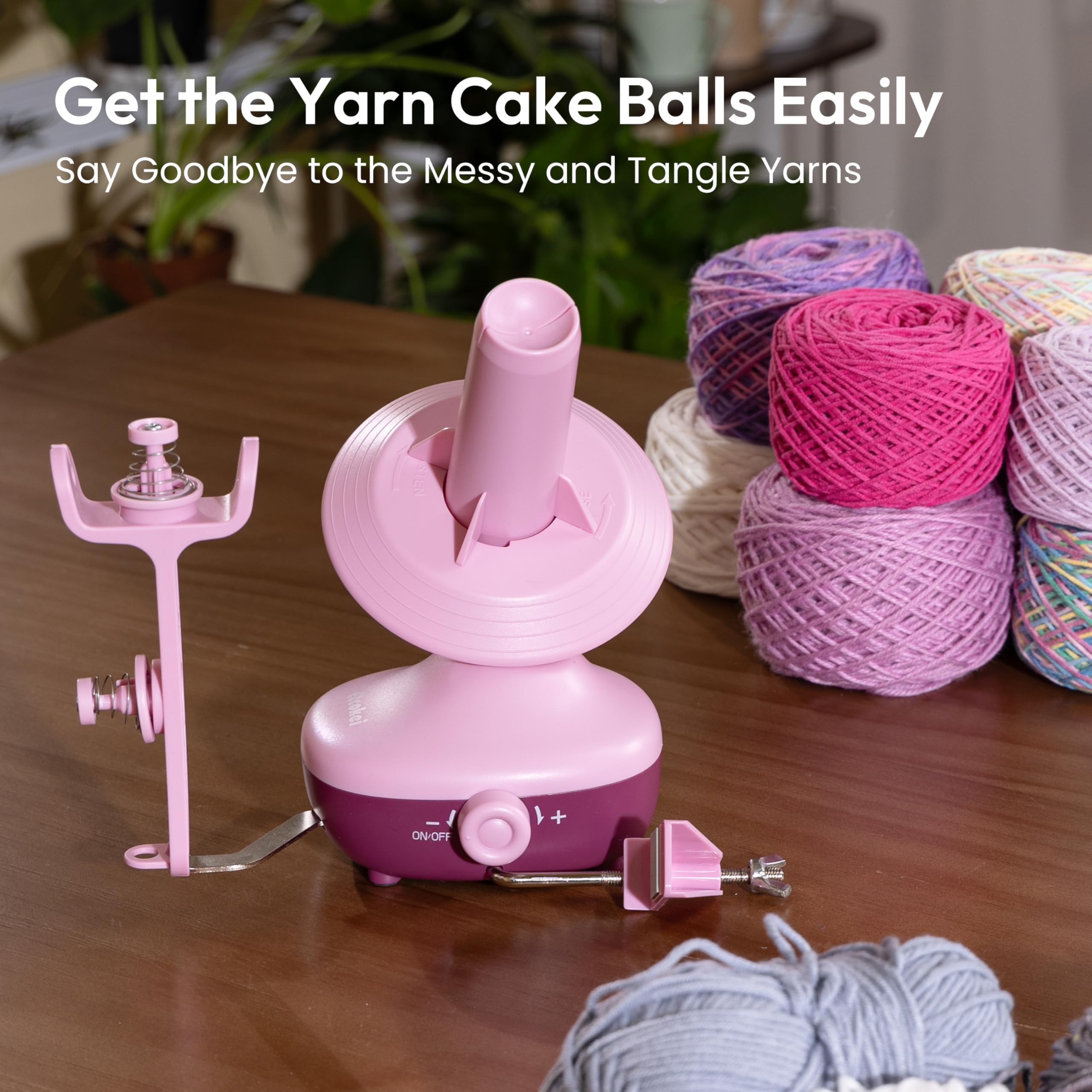 Etcokei Yarn Winder, Electric Wool Winder for Crocheting, Compact Yarn Cake Winder with Strong Tension Stepless Speed, Automatic Yarn Ball Winder Yarn