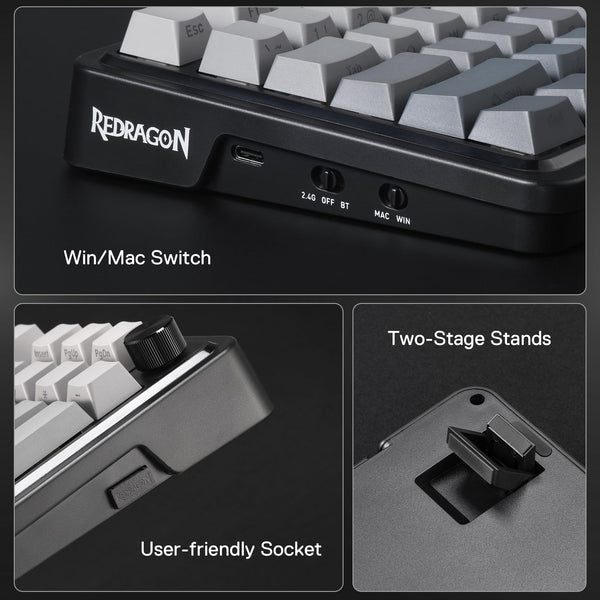 Redragon K686 PRO 98 Keys Wireless Gasket RGB Gaming Keyboard, 3-Modes Anime Mechanical Keyboard w/Hot-Swap Socket, Dedicated Knob Control & Sound Absorbing Pads, Custom Hi-Fi Linear Switch