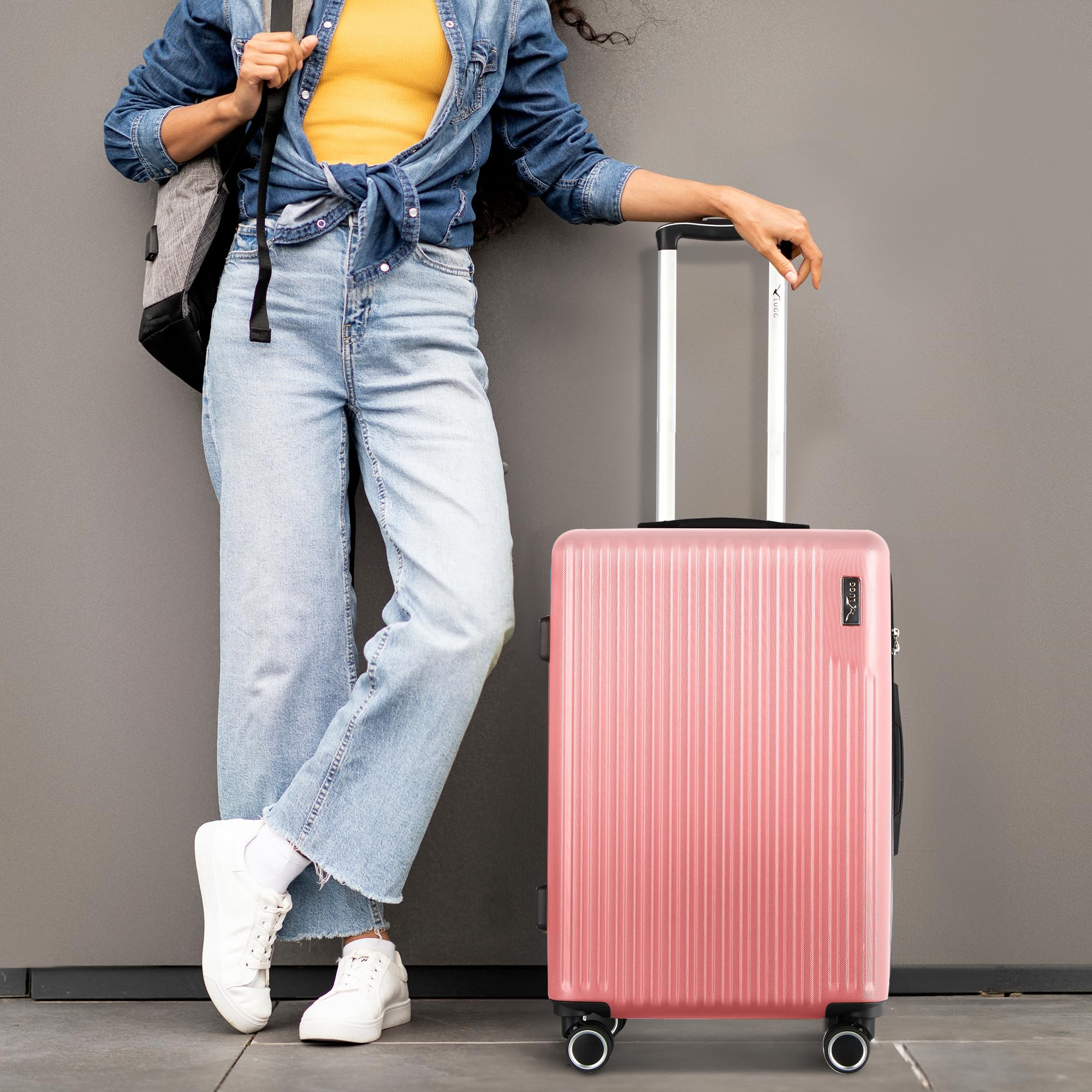 LUGG 15 Inch Vacay Cabin Case - 45x36x20 cm, Airline Approved Carry On Suitcase, ABS Lightweight Suitcase, Water Resistant Hard Suit Case with 360° Spinner Wheels, Carry On Bag with TSA Indent Lock