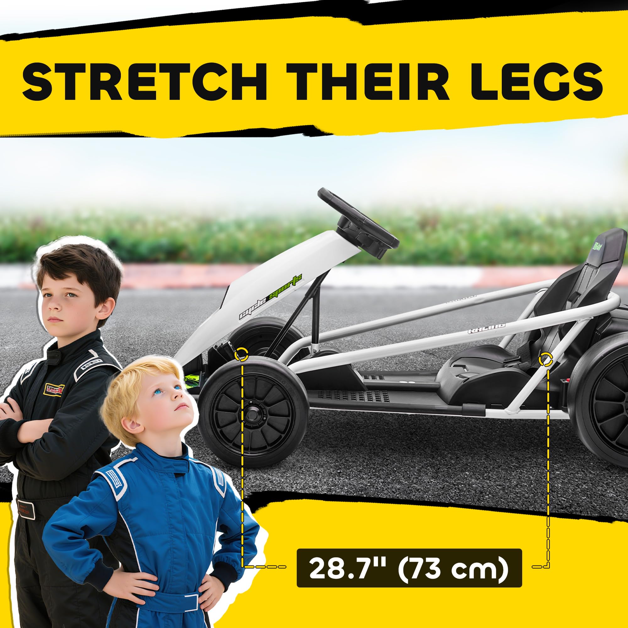 HOMCOM 24V Electric Go Kart for Kids, Ride-On Racing Go Kart with Slow Start, Music, Horn Honking and Safety Belt, for 8-12 Years Old, Blue