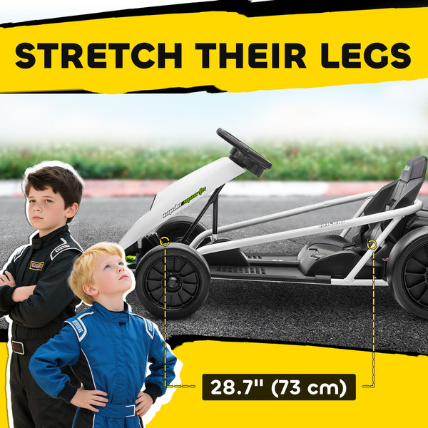 HOMCOM 24V Electric Go Kart for Kids, Ride-On Racing Go Kart with Slow Start, Music, Horn Honking and Safety Belt, for 8-12 Years Old, Blue