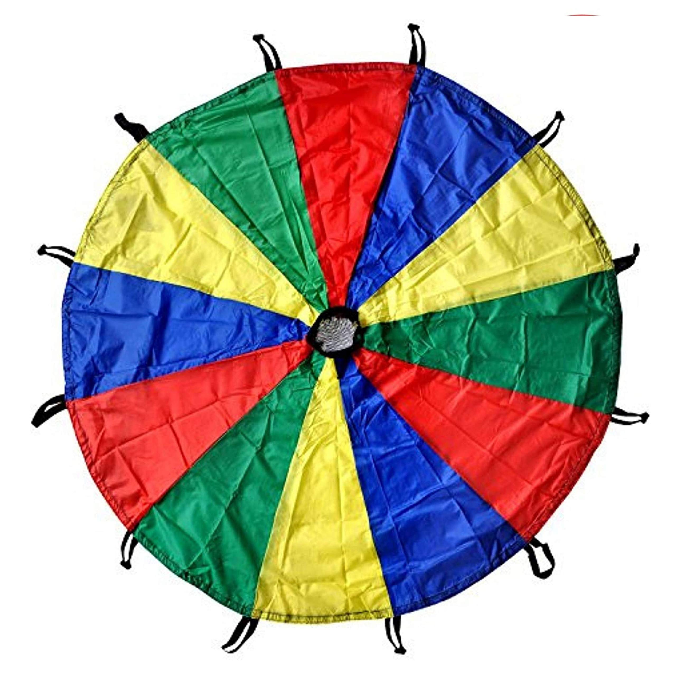 GSi Kids Play Parachute Rainbow Parachute Toy Tent Game for Children Gymnastic Cooperative Play and Outdoor Playground Activities (24 Feet)