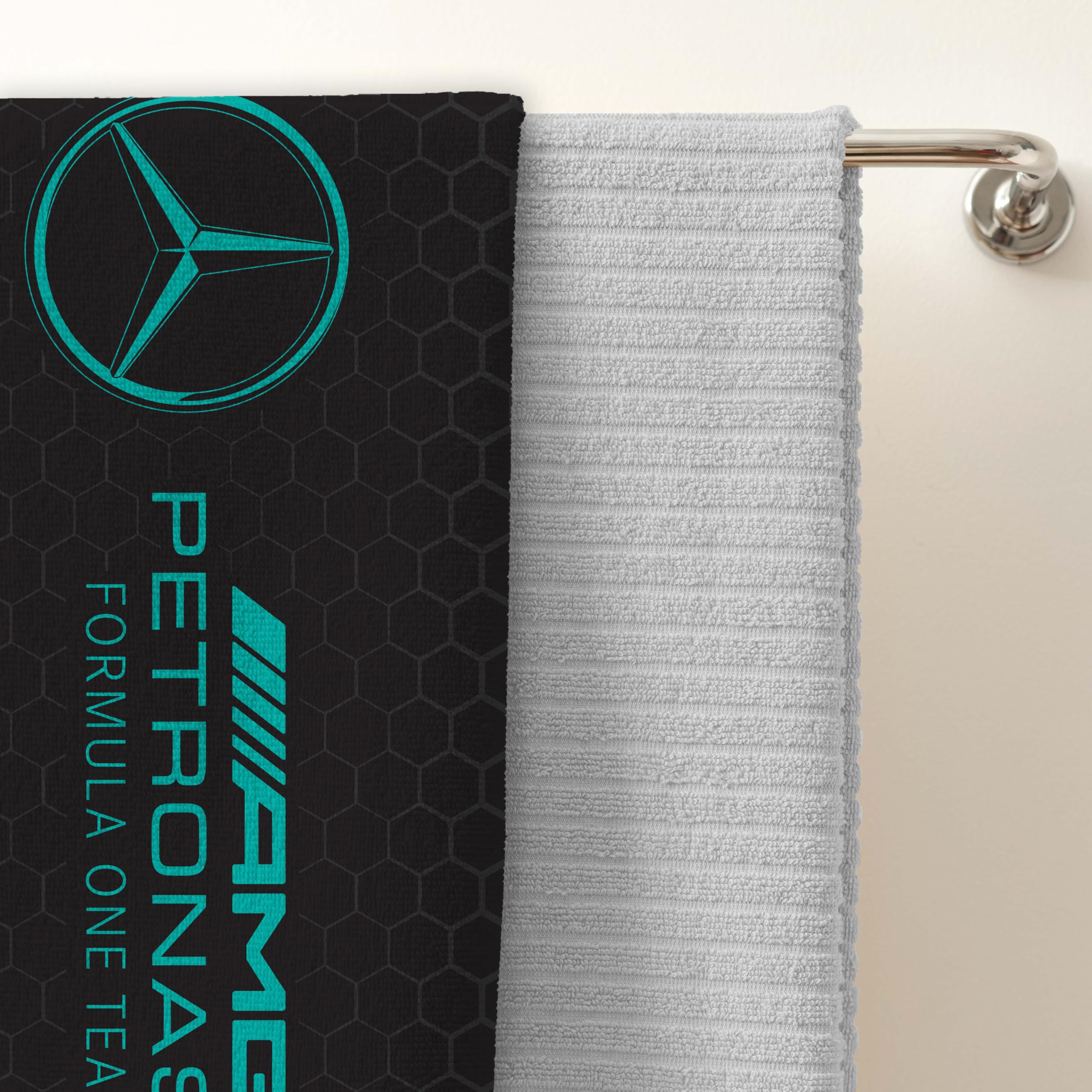 Character World Mercedes AMG Petronas Official Towel | Super Soft Feel, Formula One Design | Perfect The Home, Bath, Beach & Swimming Pool | One Size 75cm x 150cm | 100% Cotton