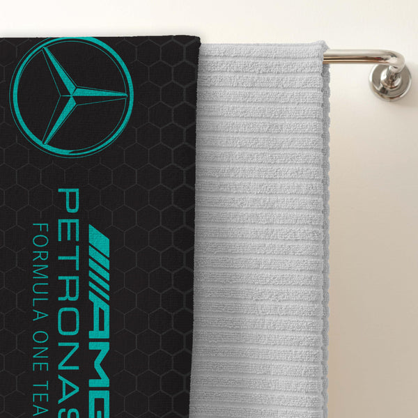 Character World Mercedes AMG Petronas Official Towel | Super Soft Feel, Formula One Design | Perfect The Home, Bath, Beach & Swimming Pool | One Size 75cm x 150cm | 100% Cotton