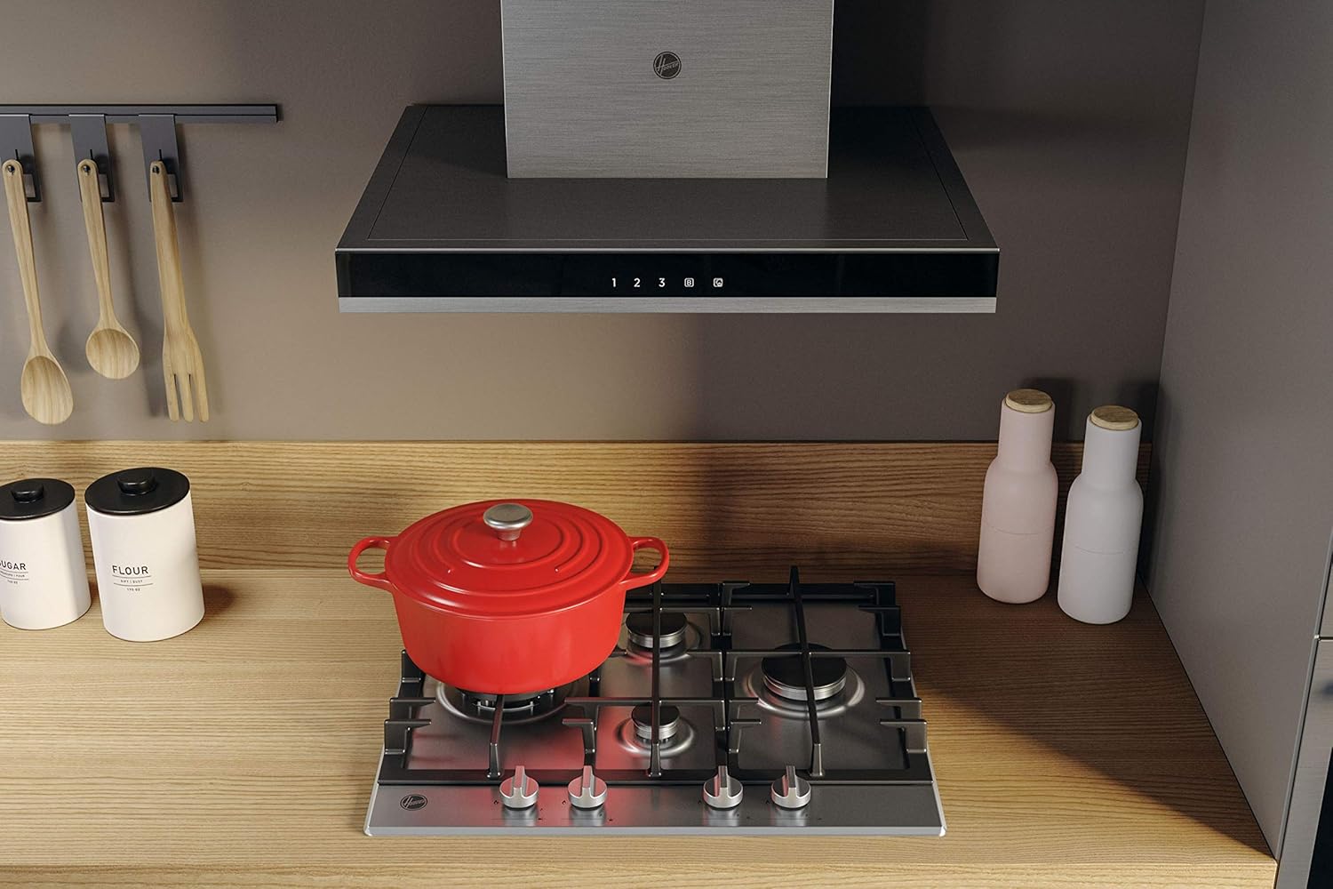 Hoover H-Hood 300 HTS6CBK3X 60cm T Shaped Chimney Cooker Hood, Timer Function, Boost option,Stainless Steel