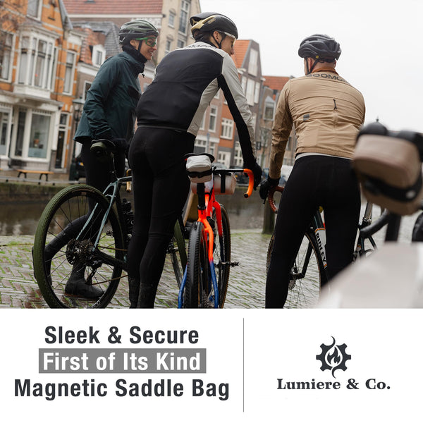 Lumiere & Co. Falcon Magnetic Bike Saddle Bag – 0.69L | 6" x 3.5" x 2" | Sleek Minimalist Brick Design, Fast Magnetic Buckle Attachment | Road Cycling–Specific Bike Seat Bag (Black, Large)