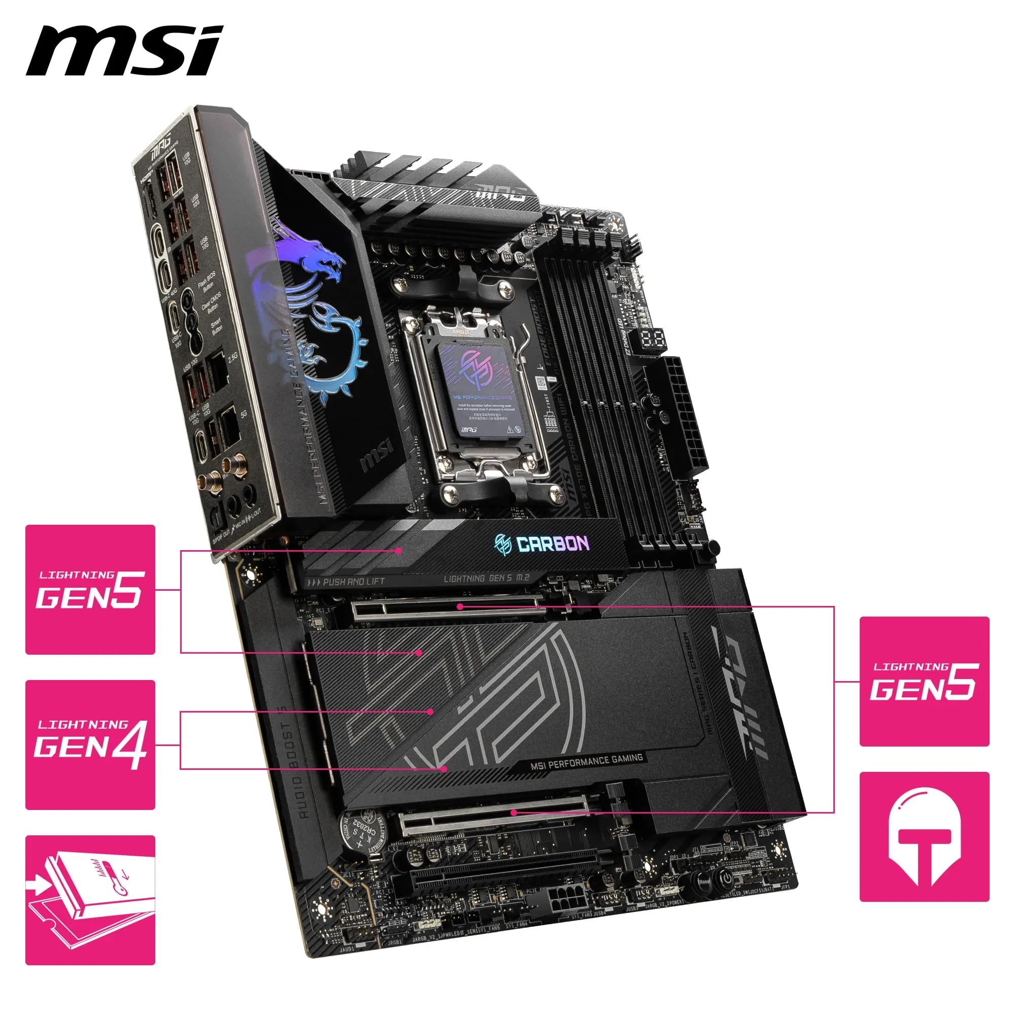 MSI X670E GAMING PLUS WIFI Motherboard, ATX - Supports AMD Ryzen 9000 / 8000 / 7000 Series Processors, AM5 - 80A SPS VRM, DDR5 Memory Boost 7800+ MHz/OC, PCIe 5.0 x16, M.2 Gen5, Wi-Fi 6E