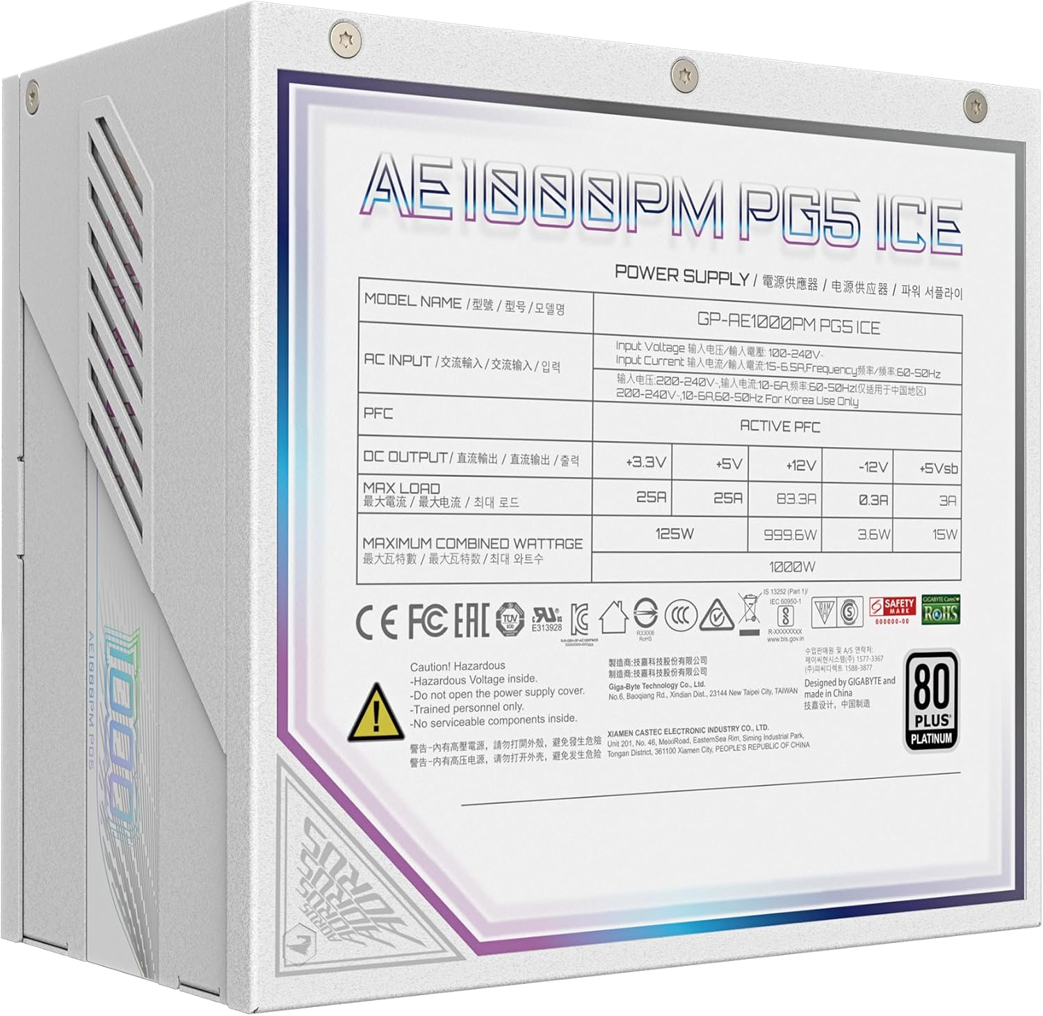 Gigabyte P750BS 80 Plus Bronze Non Modular 750w Power Supply Unit, Flat Cables, 3 Year Warranty