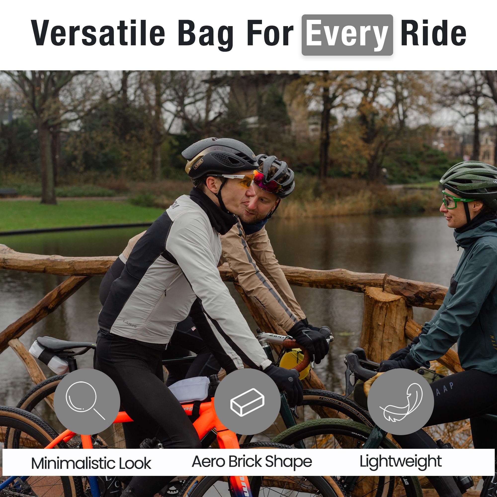 Lumiere & Co. Falcon Magnetic Bike Saddle Bag – 0.69L | 6" x 3.5" x 2" | Sleek Minimalist Brick Design, Fast Magnetic Buckle Attachment | Road Cycling–Specific Bike Seat Bag (Black, Large)