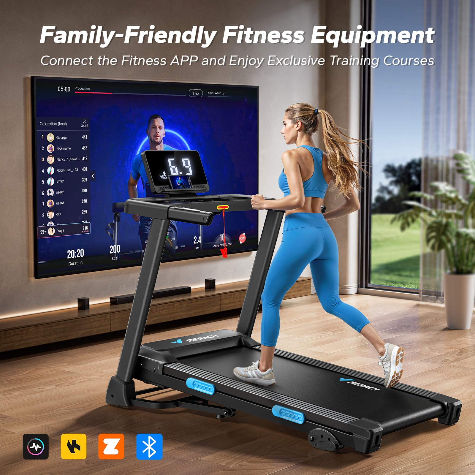 MERACH Foldable Treadmill with Incline, Treadmills for Home for Heavy People, 0.8-12 km/H Walking Pad Treadmill for Home & Office, Save Space, LED Display & Fitness App