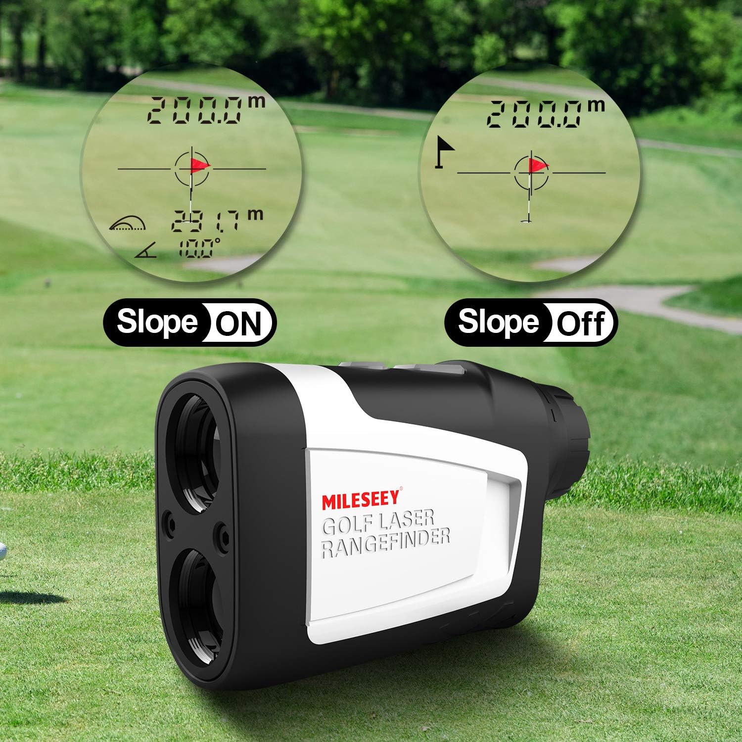MiLESEEY Golf Range Finder with Slope On/Off,1100Yards,±0.5yard Accuracy,Flag Lock with Vibration,Legal for Tournament Play, Scan Measurement for Golfers,Carrying Case, Free Battery