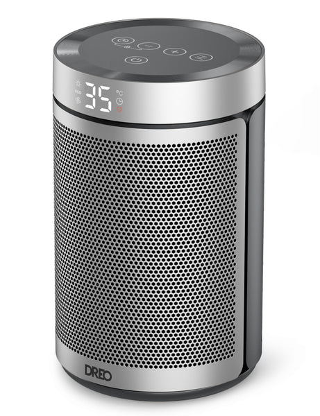 Dreo Electric Heater, 1500W Energy Efficient Space Silent Room Heater, Portable Ceramic Fan Heaters, Thermostat 3 Modes 12H Timer, Overheat & Tip Over Protection, for Bedroom, Atom 316, Gold