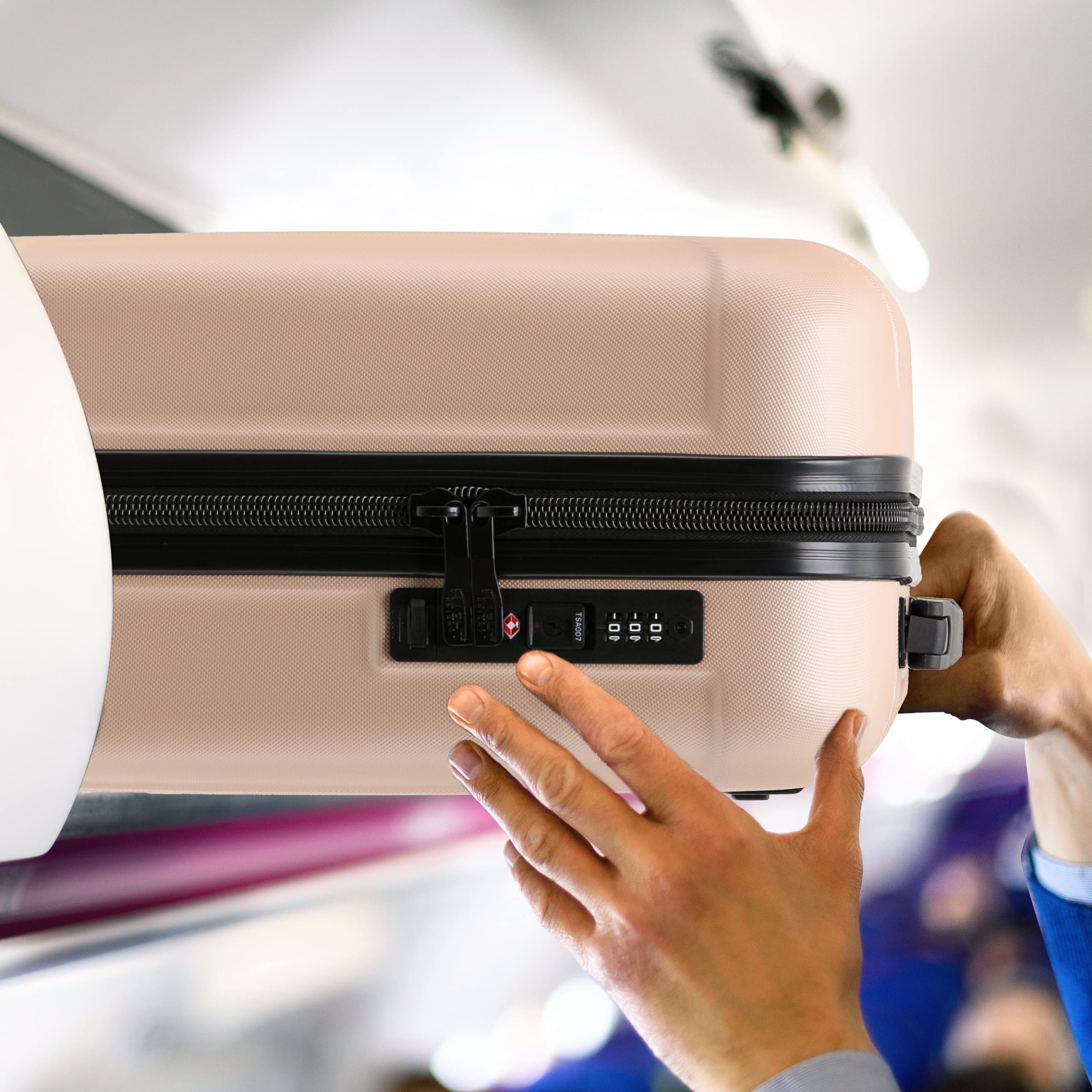 Flight Knight Premium Lightweight Suitcase - Built-in TSA Lock - 8 Spinner Wheels - ABS Hard Shell Check in Highly Durable Luggage - Medium - 67x45x26cm