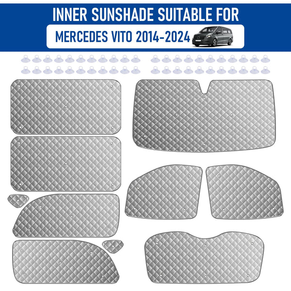 MaxAwe 8Pcs Internal Thermal Blind Set Fits for VW T5/T6 LWB, Luxury Sunshade Wrap Cover Kit, Window Front Screen Cover, Summer Uv Sun Blind & Winter Insulation Cover for VW Campervans & Motorhome