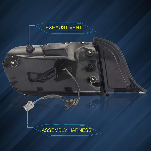 VLAND LED Tail lights Assembly Compatible with Ford Mustang 2015-2020, Rear Lights with Sequential Amber+Red Turn Signal (5 Lighting Modes) Smoked