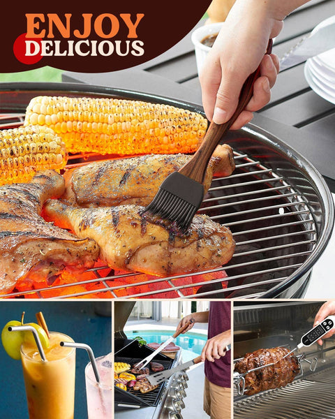 KALAHOL 7-in-1 BBQ Tools Set Extra Thick Stainless Steel Grill Tool Set with Storage Bag, Premium Complete Outdoor BBQ Utensils Set Professional Barbecue Accessories BBQ Kit for Men and Women Gift