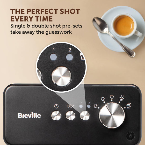 Breville One-Touch CoffeeHouse Coffee Machine | Espresso, Cappuccino & Latte Maker | 19 Bar Italian Pump | Automatic Milk Frother | ESE Pod Compatible | Black [VCF107]