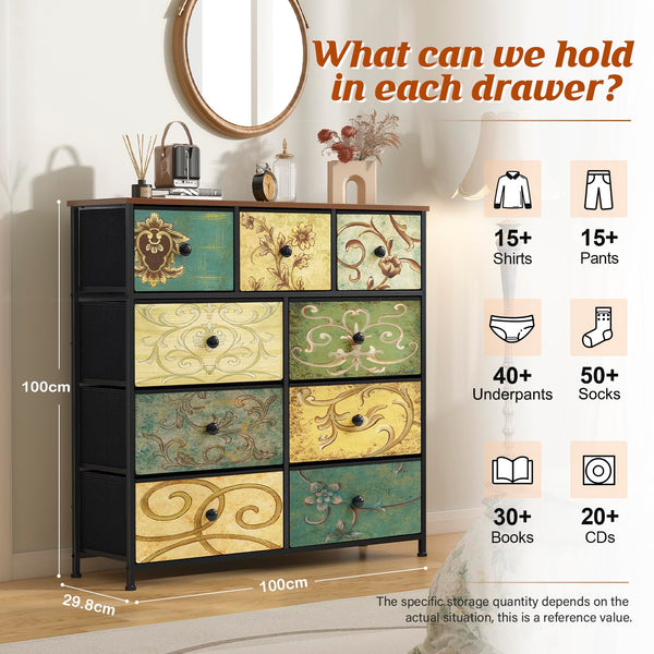 LYNCOHOME Chest of Drawers Bedroom Furniture with 9 Drawers Fabric Storage Organizer Unit for Living Room, Bedroom, Closet Easy to Assemble