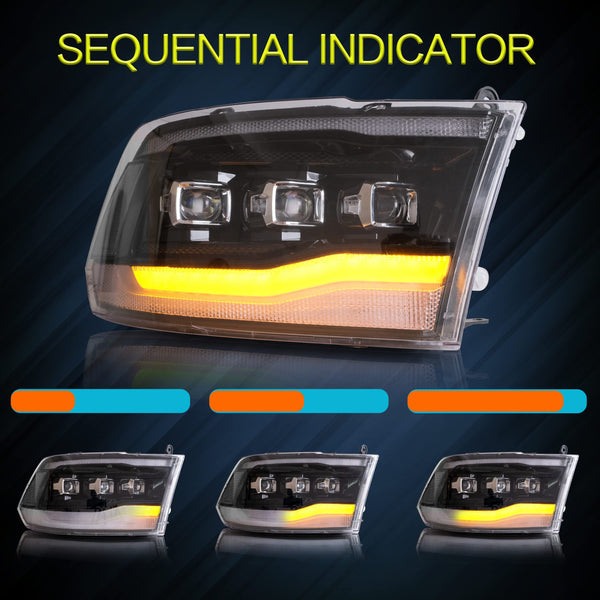 VLAND Headlights Compatible with 2019 2020 Do-dge Ram 1500 Tradesman, Bighorn, Laramie, Rebel Headlights, Pair (Driver and Passenger Side), Clear