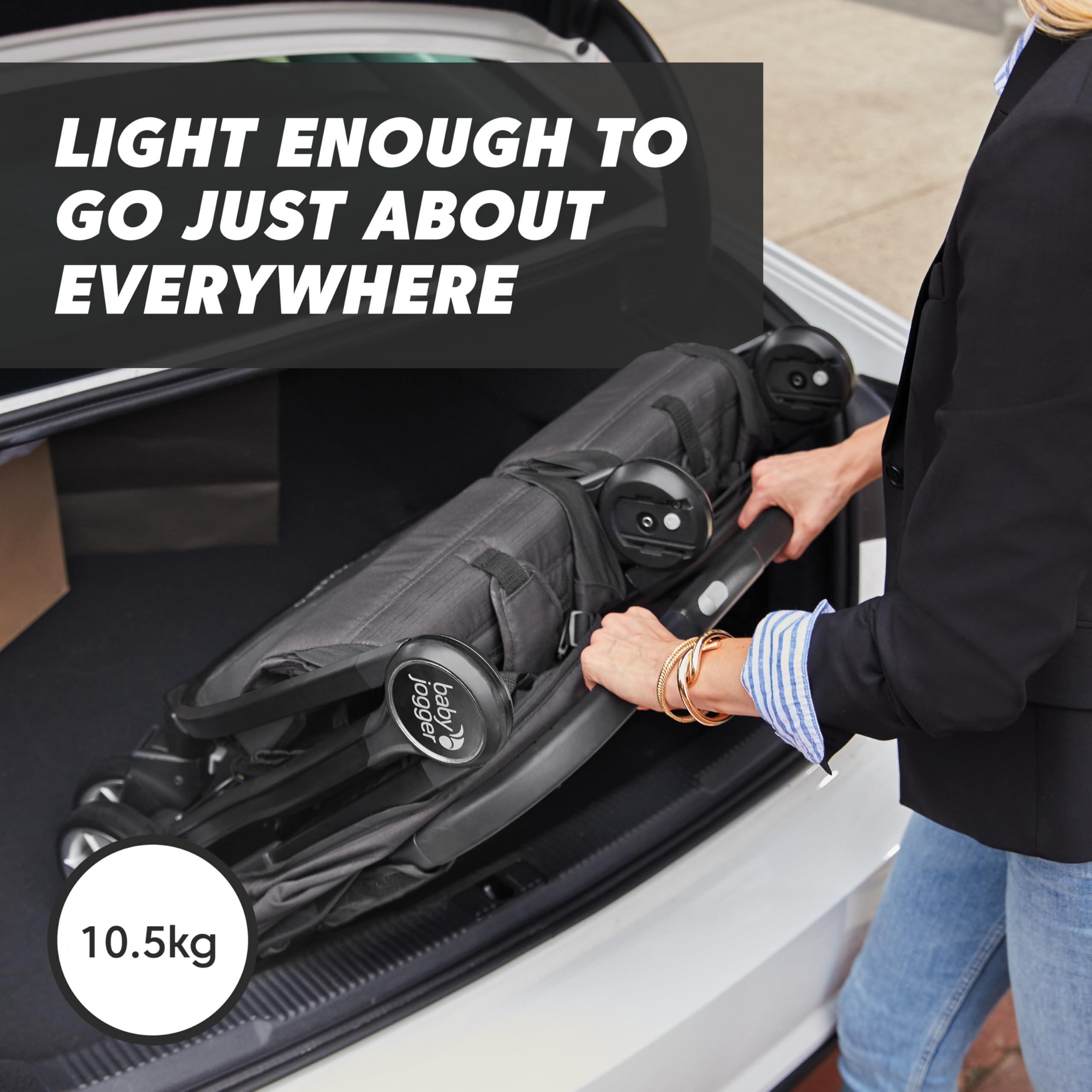 Baby Jogger City Tour 2 Double Travel Pushchair | Lightweight, Foldable & Portable Double Buggy | Pitch Black