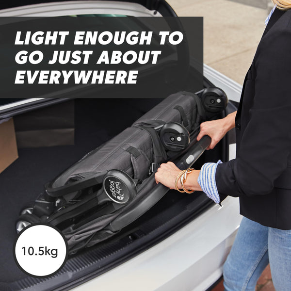 Baby Jogger City Tour 2 Double Travel Pushchair | Lightweight, Foldable & Portable Double Buggy | Pitch Black