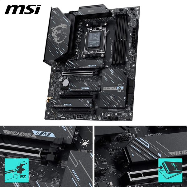 MSI X670E GAMING PLUS WIFI Motherboard, ATX - Supports AMD Ryzen 9000 / 8000 / 7000 Series Processors, AM5 - 80A SPS VRM, DDR5 Memory Boost 7800+ MHz/OC, PCIe 5.0 x16, M.2 Gen5, Wi-Fi 6E