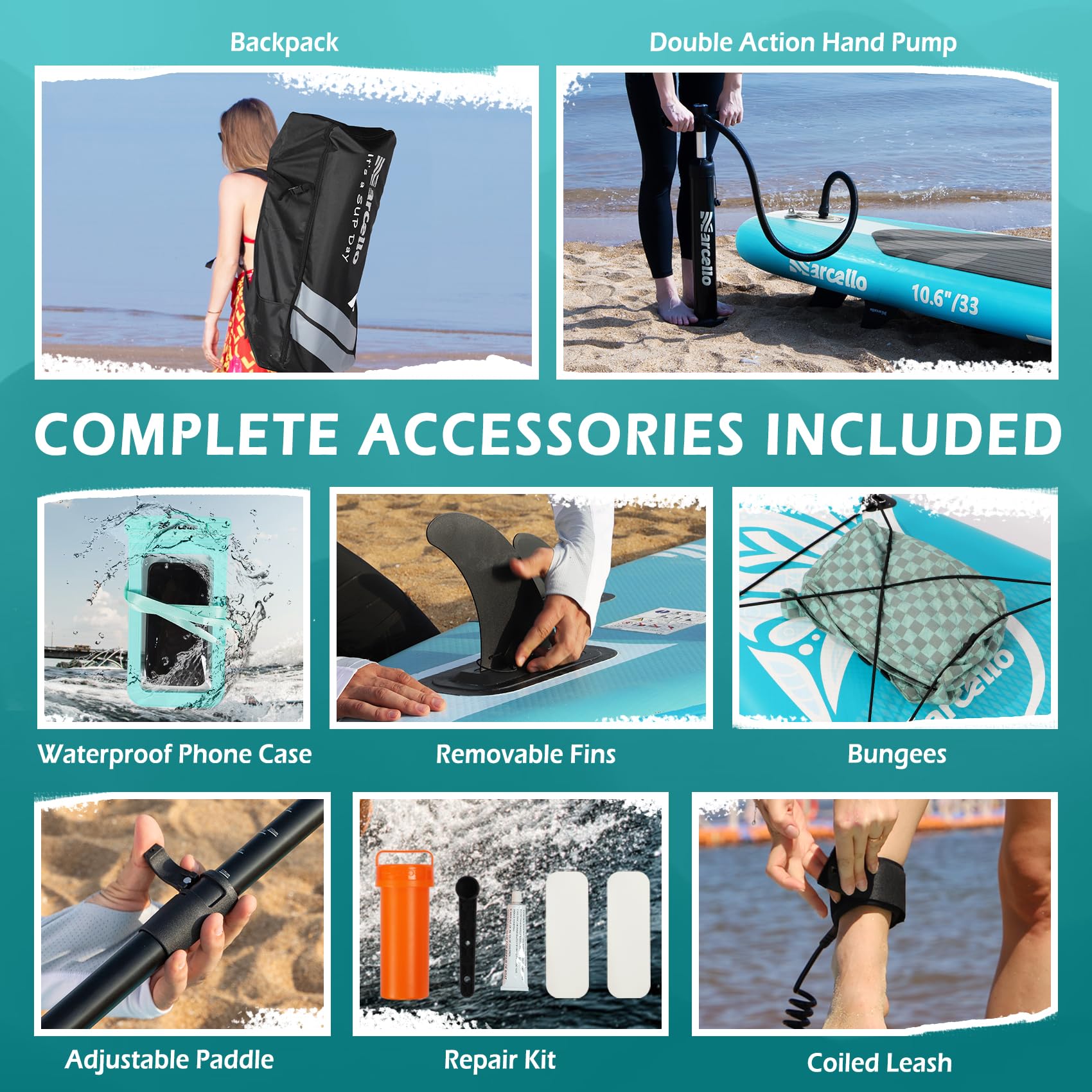 Inflatable Stand UP Paddle Board, 10’6 x 33” x 6” Paddle Board with Backpack, Pump, non slip Mat, Phone Case Ultra-Light Paddle Boards for Adults