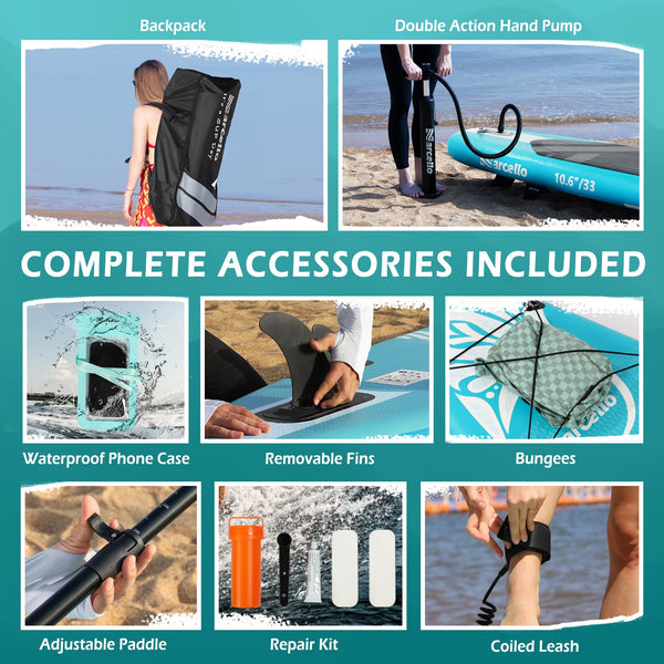 Inflatable Stand UP Paddle Board, 10’6 x 33” x 6” Paddle Board with Backpack, Pump, non slip Mat, Phone Case Ultra-Light Paddle Boards for Adults