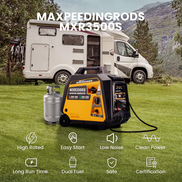 maXpeedingrods 5500W Portable Inverter Generator Petrol Silent Pure Sine Wave Generator for Camping, RV Travel,Home,or Jobsites