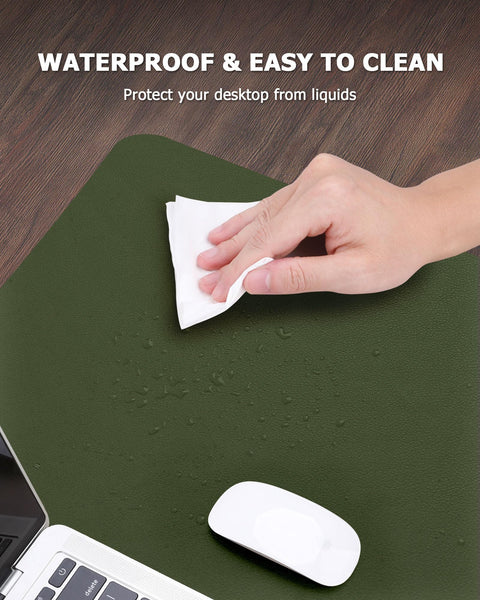 MOLMO Non-Slip Desk Mat, Waterproof Desk Pad Table Protector, Easy Clean Laptop Mat Large Mouse Pad Leather Writing Mat with Suede for Office /Home/Decor (Light Green, 60 x 35 cm)
