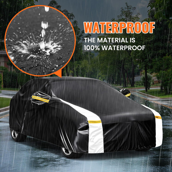 Car Cover Custom Fit for Mini Convertible F57(2016-2023), Car Covers for Outside Storage Waterproof Breathable, Full Cover Outdoor All Weather Protection Rain Sun Dust with Zip and Cotton(Black)