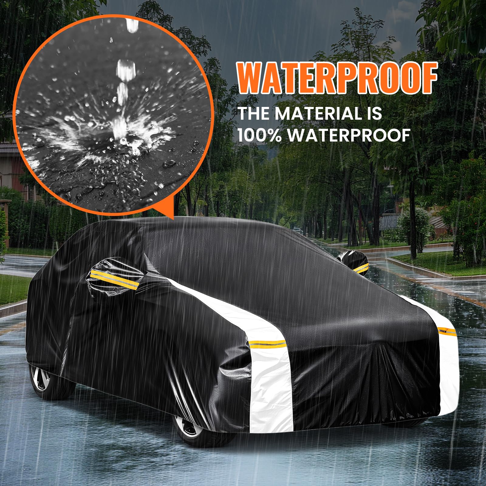 Car Cover Custom Fit for Mini Convertible F57(2016-2023), Car Covers for Outside Storage Waterproof Breathable, Full Cover Outdoor All Weather Protection Rain Sun Dust with Zip and Cotton(Black)