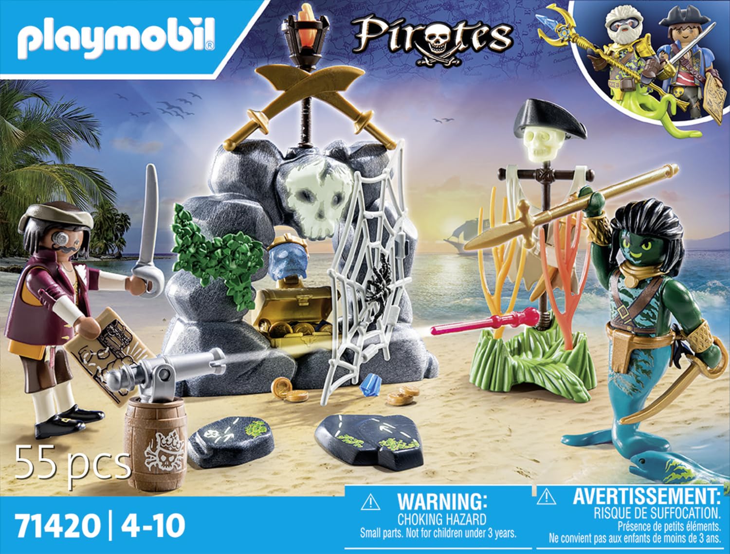 Playmobil 71418 Pirates: Small Pirate Vessel, exciting adventures on the high seas, complete with extensive accessories, fun imaginative role-play, playsets suitable for children ages 4+