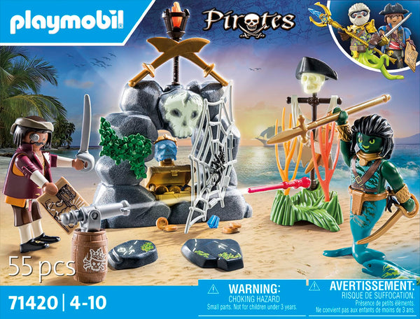 Playmobil 71418 Pirates: Small Pirate Vessel, exciting adventures on the high seas, complete with extensive accessories, fun imaginative role-play, playsets suitable for children ages 4+