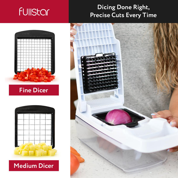 Vegetable Chopper Vegetable Cutter Mandoline Vegetable Slicer - Veggie Onion Salad Food Chopper Manual - Potato Chipper - Veg Chopper and Dicer - Kitchen Tools & Gadgets (6-in-1 Compact White)