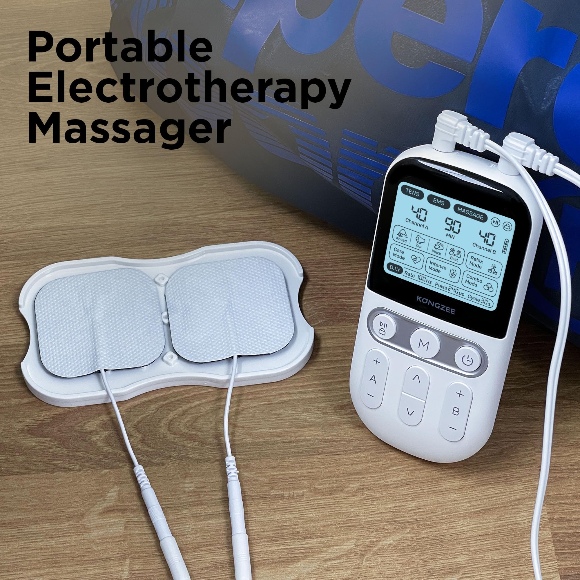 4 in 1 - D.I.Y & Tens Unit & EMS & Massage Muscle Stimulator, Dual Channel Therapy Machine for Pain Relief, FDA Cleared Rechargeable Electronic Pulse Massager,with 12pcs Electrode Pads
