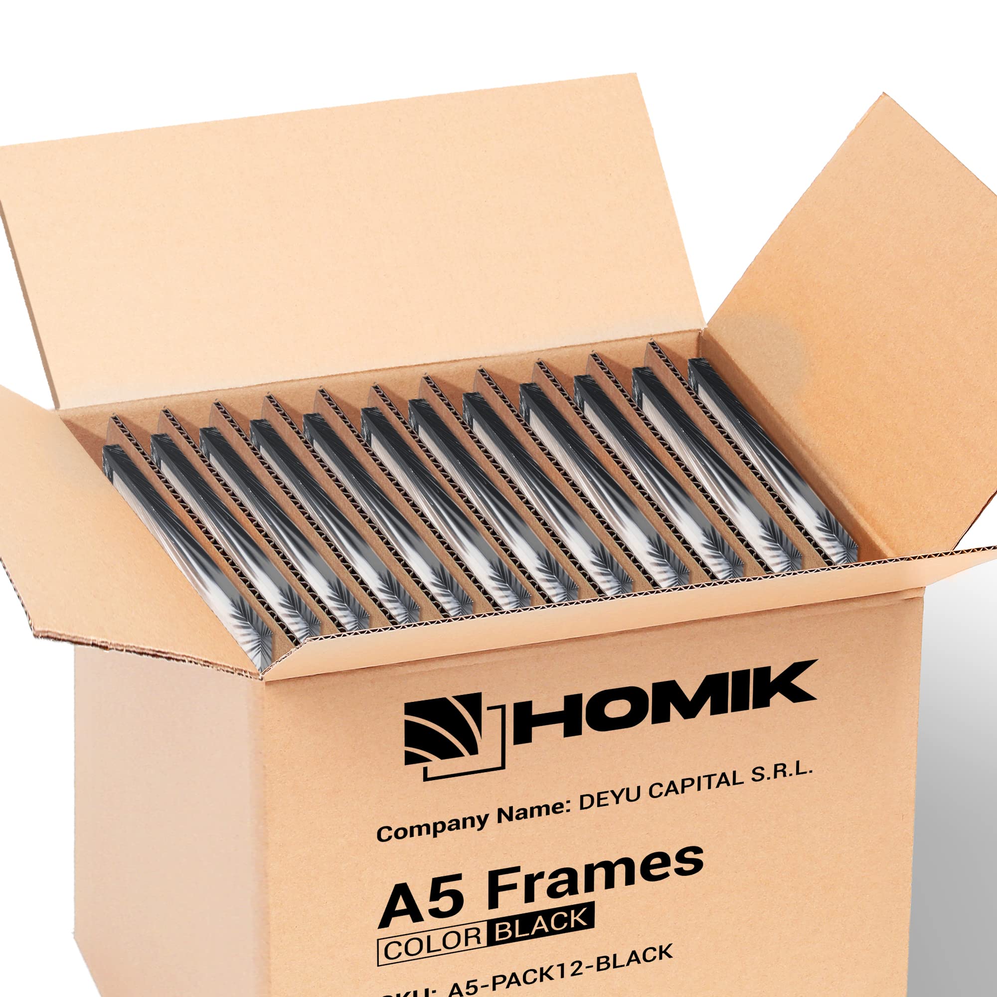 HOMIK A5 Black Photo Frame set of 12 - Picture Frame A5 Black Economy Pack of 12