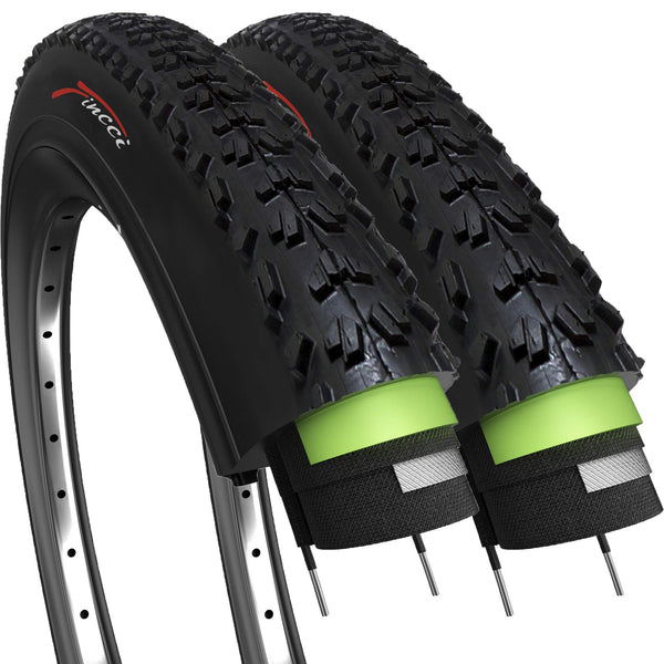 Fincci Bicycle Tyres MTB 26 x 1.95 inch - Pair Foldable Tires 26" with 1 mm Nylon Protection, Tyres 50-559 for Hybrid & Mountain & Electric Bikes -