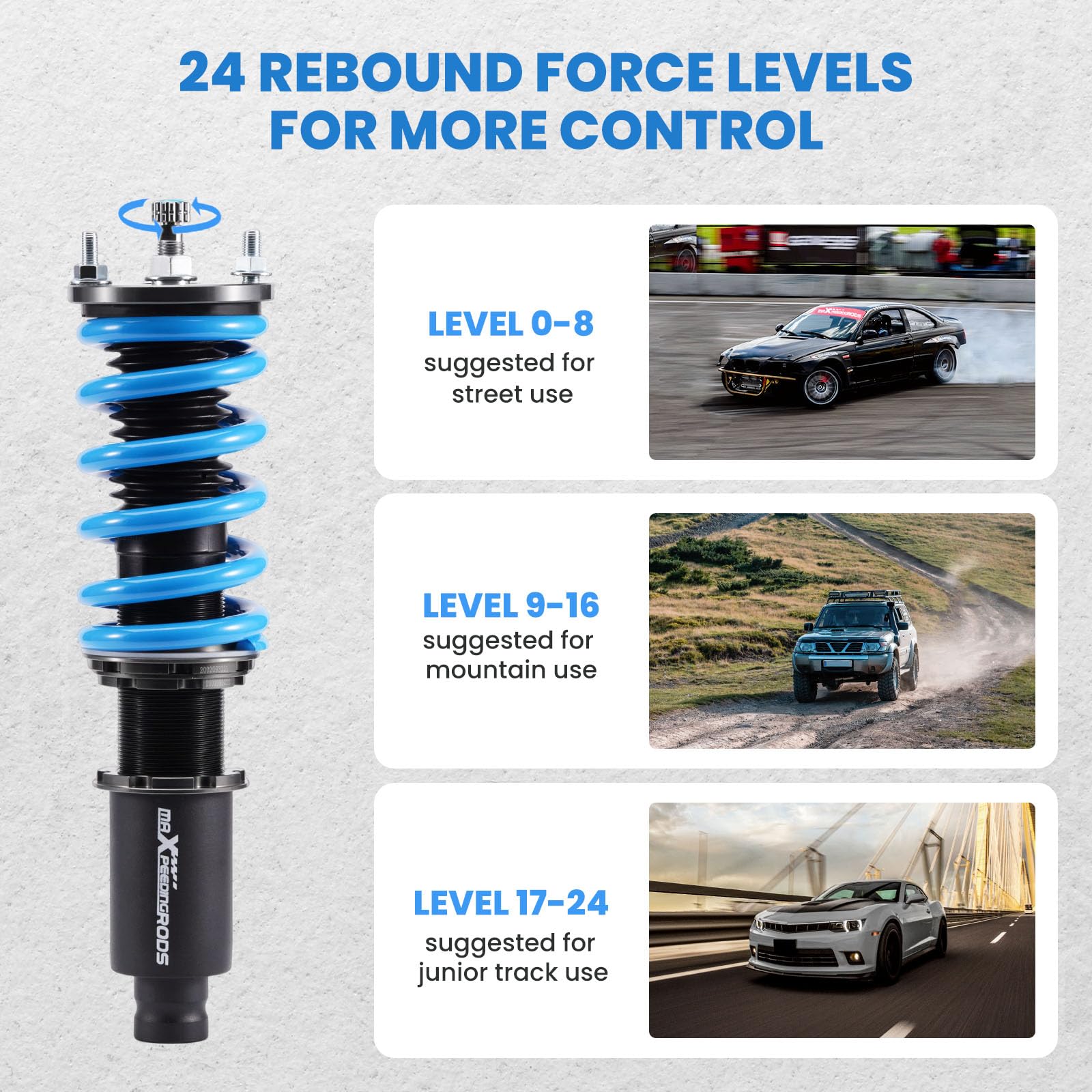 maXpeedingrods Coilovers for Honda Civic 1988-2000, for Honda CRX del Sol 1992-1995, for Acura Integra 1990-2001, 24 Levels Damper Adjustable Struts, Height Adjustable T6 Upgraded Lowering Kit