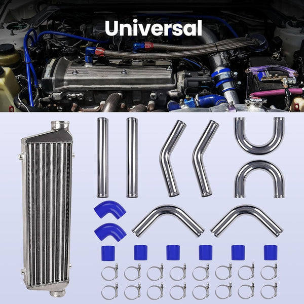 maXpeedingrods 550x180x65mm Universal Intercooler Aluminum Turbo Cooler + 2.5" 64mm Sleeve Compatible Intercooler Turbocharger Pipe Hose Kit