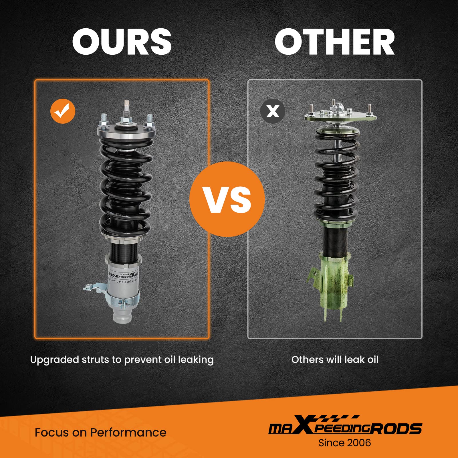 maXpeedingrods Coilover Kits for Civic EK EJ 1996-2000 24 Ways Adjustable Damper Shock Absorber Gray