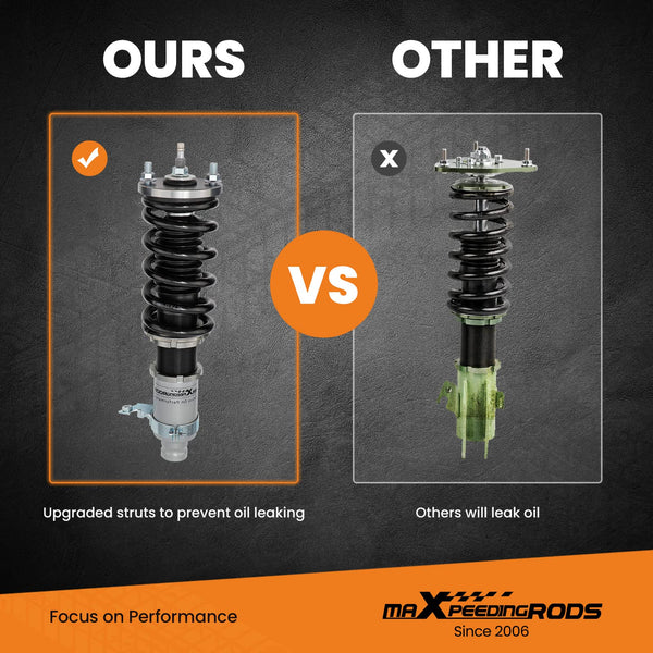 maXpeedingrods Coilover Kits for Civic EK EJ 1996-2000 24 Ways Adjustable Damper Shock Absorber Gray