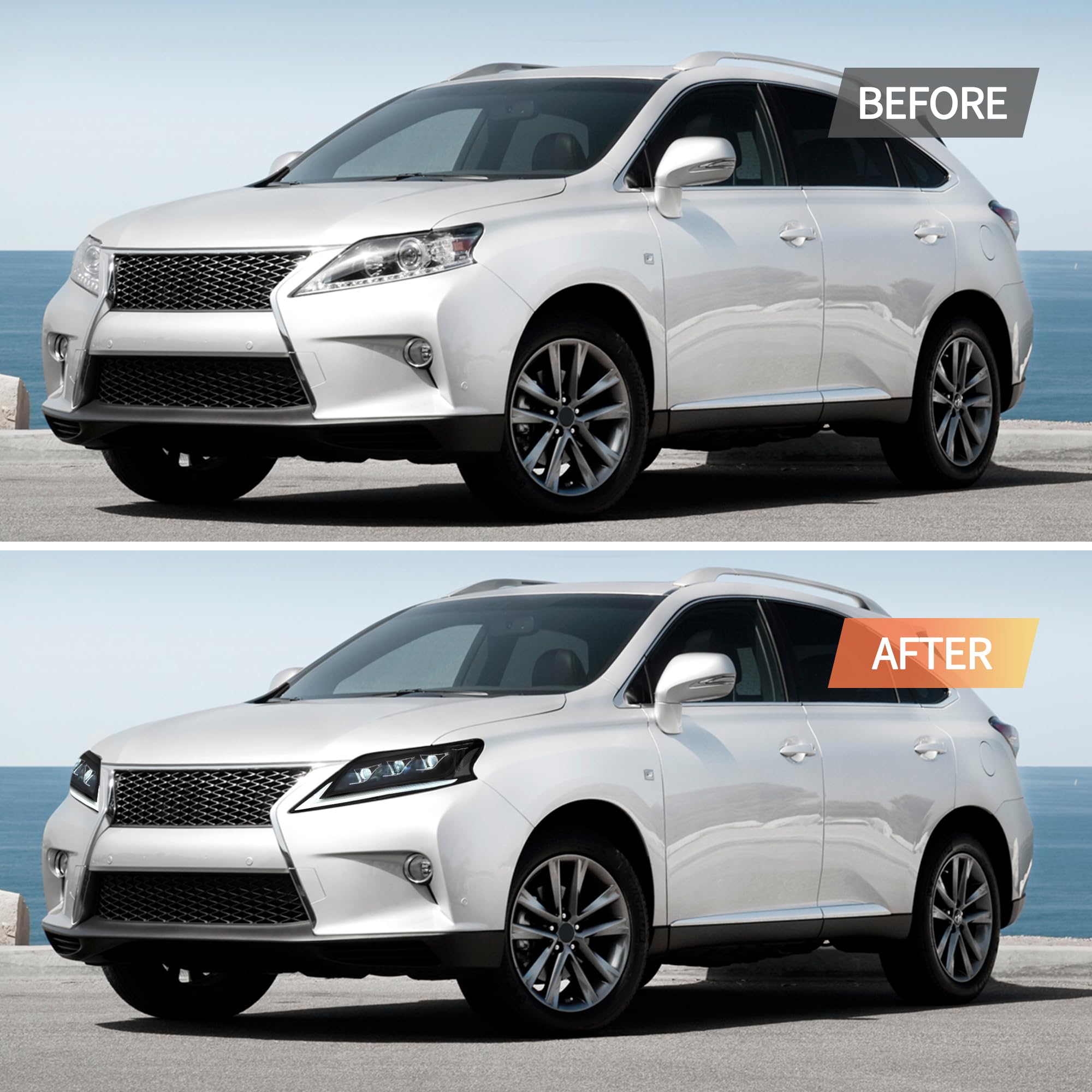 VLAND Motor LED Rear Lights compatible with RX270, RX330, RX350 F Sport, RX400h, RX450h, RX450hl 2010-2015, w/Amber Sequential Indicator, Driver & Passenger Side - Clear